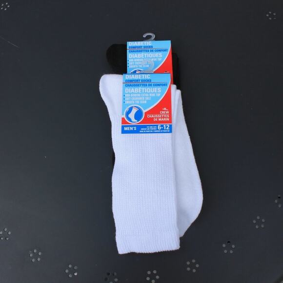 Men's 2 Pack Diabetic Crew Socks Fits Shoe Size 6-12 - Picture 4 of 11